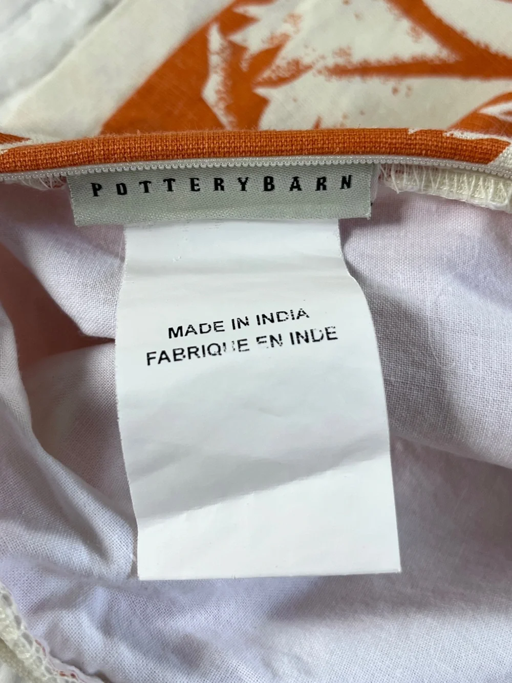 Pottery Barn Cotton Linen Orange Jacobean Palampore 20” Pillow Cover Damask